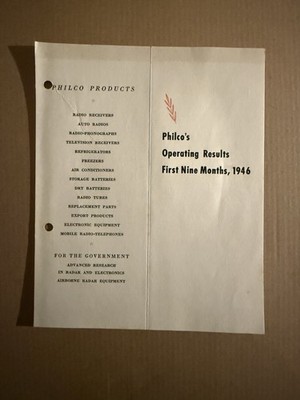 Philco Corporation Operating Results & Reports 1946-1947 Ephemera