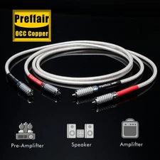Preffair OCC Silver plated Hifi RCA Audio Analog Interconnects Cable 
