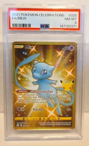 Mew (Secret Rare) 025/025 Celebrations  PSA 8
