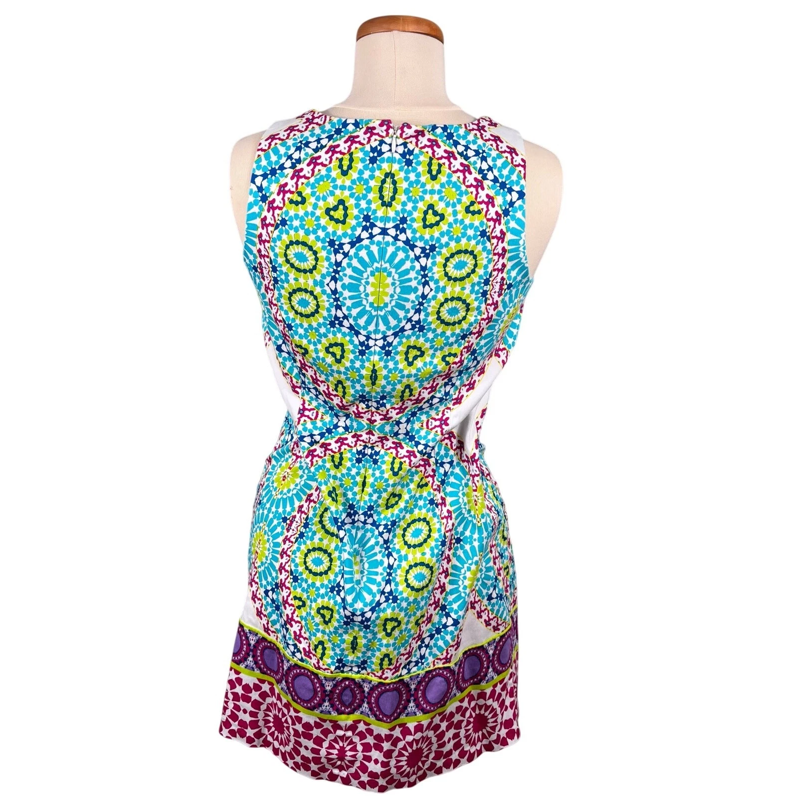 VETEMENTS Abito smanicato stile londinese donna taglia 8 multicolore elasticizzato floreale paisley