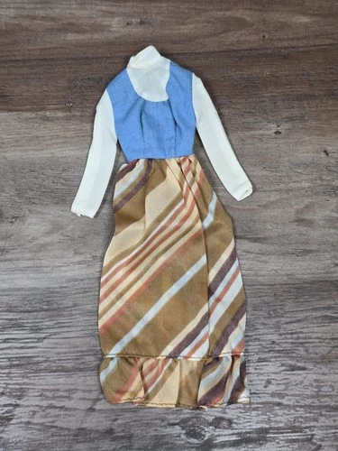 Vintage Barbie Doll Best Buy #9622 Maxi Dress Blue & Brown Striped 1977