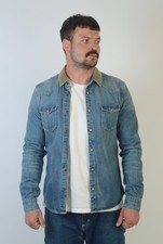 All Saints Men's Blue Cotton Denim Jacket Overshirt Bedford Shirt Size M