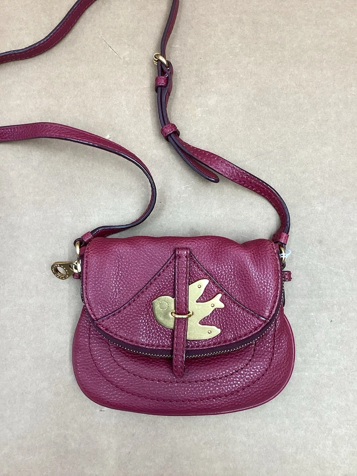 Marc Jacob Petal Metal Bird Crossbody Purse (value $329) Burgundy Gold - Image 3 of 4