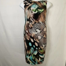 Joseph Ribkoff Women's Sz 4 Abstract Animal Print Bodycon Dress Sleeveless