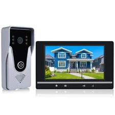 Wired Video Intercom System 7 Inch Monitor And Aluminum Alloy Doorbell Camera 2w