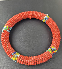 Hand Beaded Glass Bead Bracelet Orange Multic...