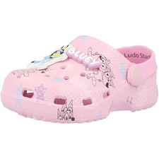 Bluey Pink Clog Kids' Slip-On Shoes with 3D Bluey and Bingo Badges