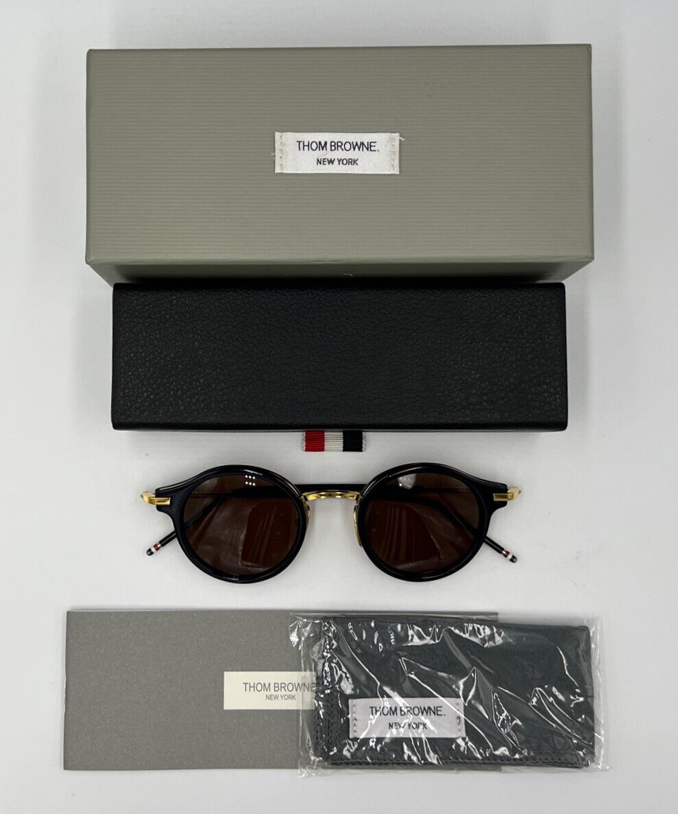 Authentic THOM BROWNE TB-807-D-T-NVY-GLD-45 Round Sunglasses Authentic THOM BROWNE TB-807-D-T-NVY-GLD-45 Round Sunglasses