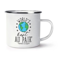World's Best Au Paar Emaille Becher Tasse Lustiger Witz Toll Kind Minder Pfleger