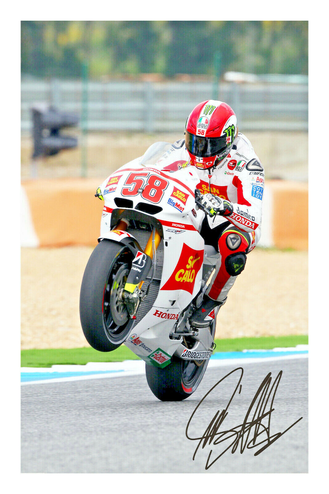 Marco Simoncelli Signed Autograph Photo Print MotoGP Poster Photograph