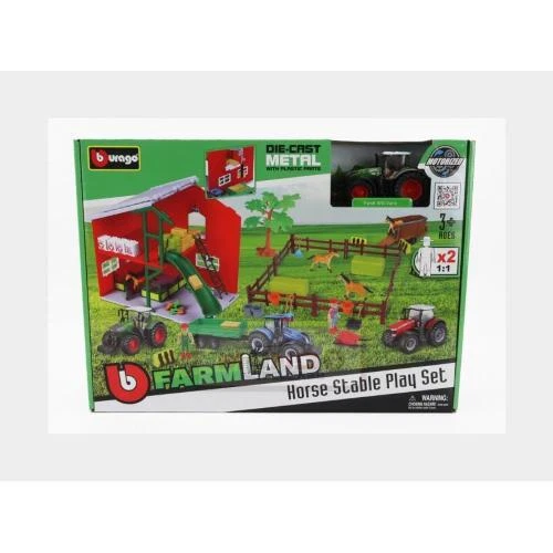 1:50 BURAGO Fendt Set Farm Horse Stable Play Vario 1050 2016 Green BU31682-GREEN - Image 2 of 2