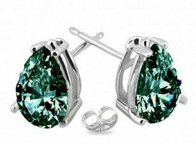 Verlobungsohrringe 2+ kt Birne Moissanit Diamant blaue Farbe 925 Sterlingsilber