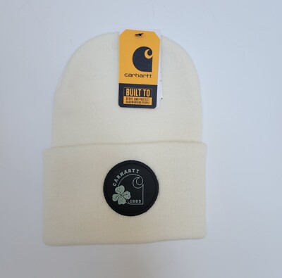 Carhartt Knit Shamrock Patch Acrylic Watch Beanie Winter White