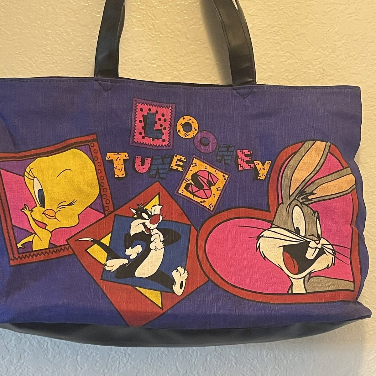 Looney Tunes Duffle Bag Vintage 90s Bugs Bunny Tweety Overnight