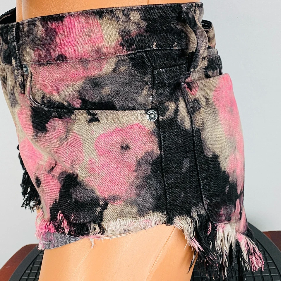 Pantalones Cortos Carmar Jean Para Mujer Gótico Bohemio Hippie Tie Dye Flecos Pesados Colorido 27 Foto 3 de 4
