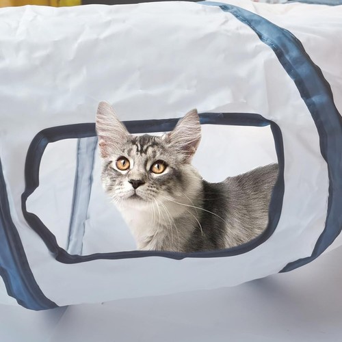 Cat Tunnel, S-2-Way Cat Tunnels for Indoor Cats, Collapsible Cat Play - Picture 20 of 20