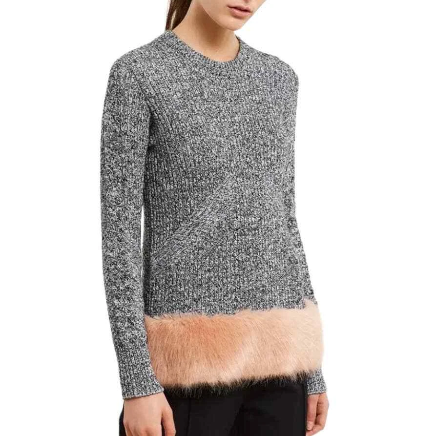 Nuevo con etiquetas Suéter Gris Ceremonia de Apertura Rosa Imitación Piel Ribete Grande Foto 2 de 4