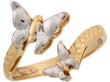 Two-Toned 10k or 14k Real Gold Butterflies Wrap Ladies Ring