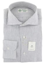Luigi Borrelli Light Gray Striped Linen Shirt - Slim - ZJ 