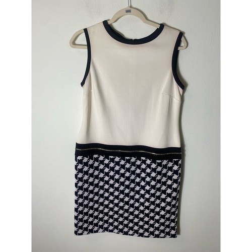 Robe Sans Manches Roz & Ali - Imprimé Floral Noir Et Blanc - Taille XL - Longueur Genou, Fermeture Dos Zip - Occasion Très Bon État