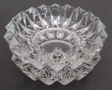 Lot Of 2 - Vintage Clear Heavy Cut Glass 6" Round Ashtrays in Great Condition