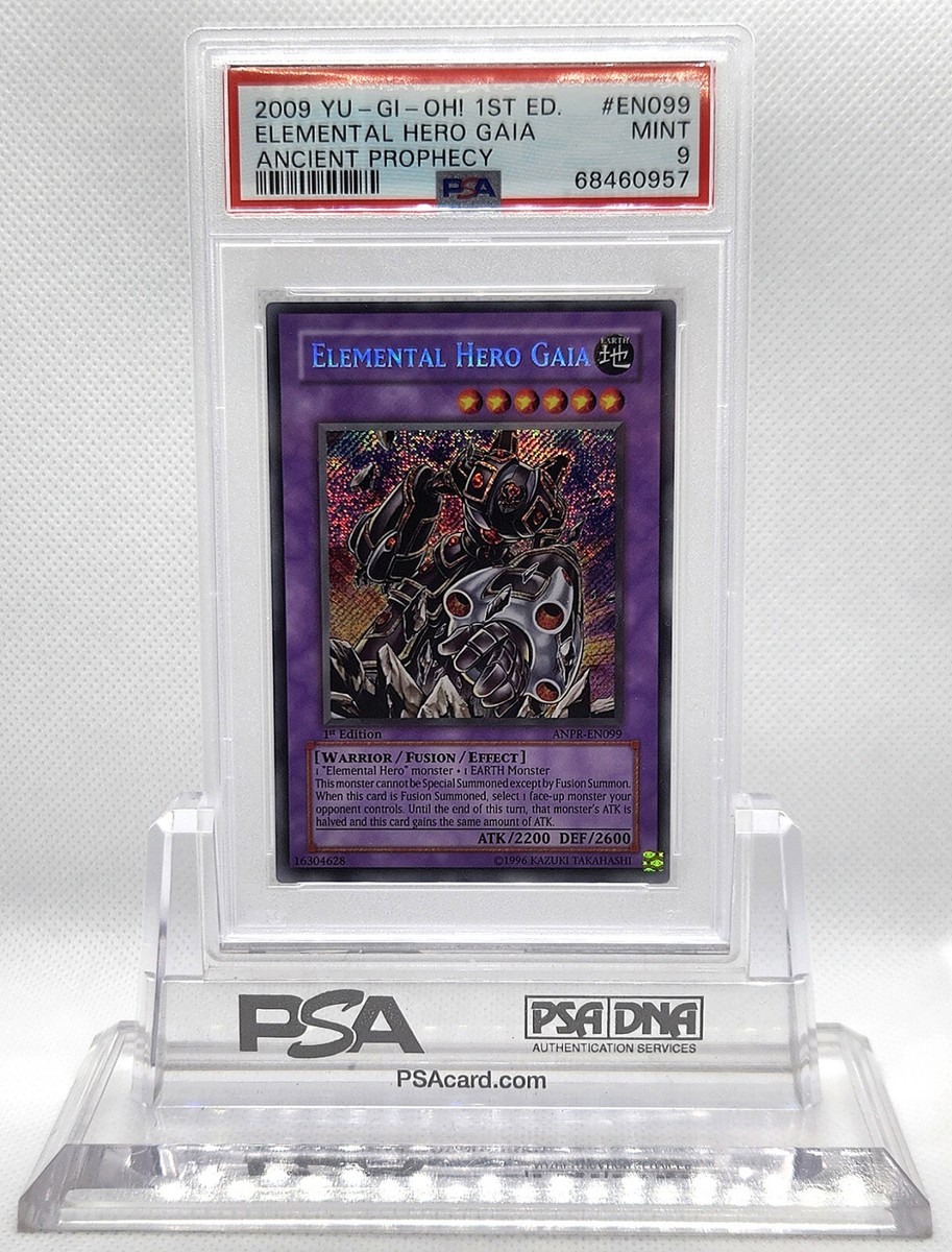 YUGIOH 1ST ED ANPR-EN099 ELEMENTAL HERO GAIA SECRET RARE PSA 9