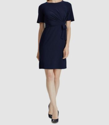 $100 American Living Women's Blue Short Sleeve Self Tie Jersey Dress Size  18 | eBay