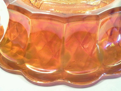 Early Century Orange Carnival Glass Table Bowl - Picture 10 of 12