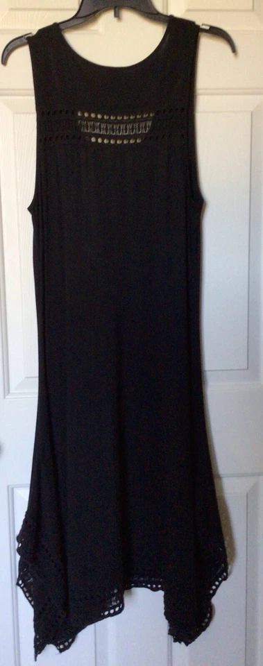 Vestido largo negro con detalles de ganchillo talla XL Foto 3 de 4