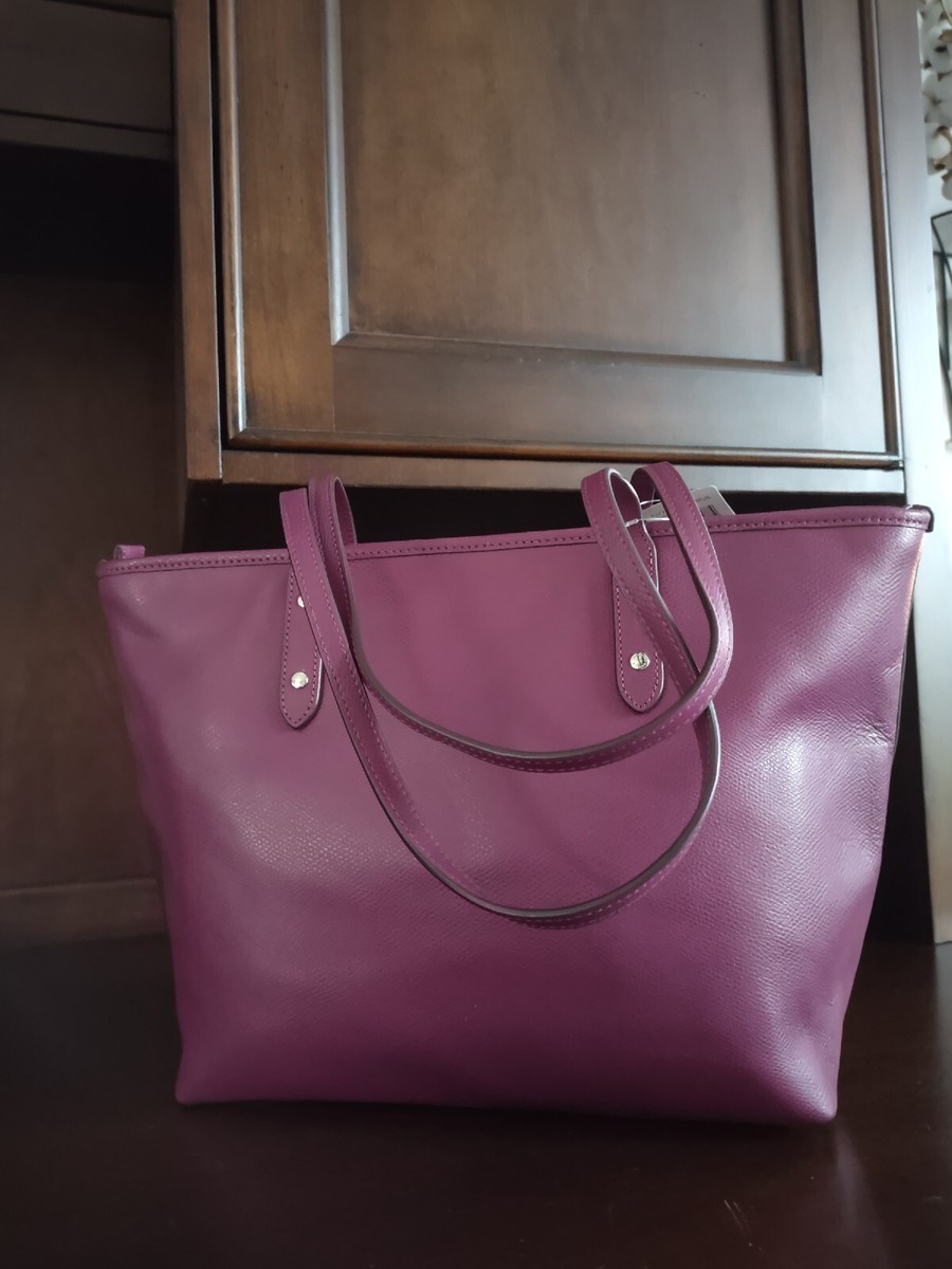 NEW Coach Crossgrain Leather City Zip Tote Fuchsia F37785 | eBay