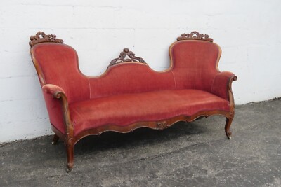 Late 1800s Victorian Carved Solid Walnut Sofa Couch 5105 | eBay