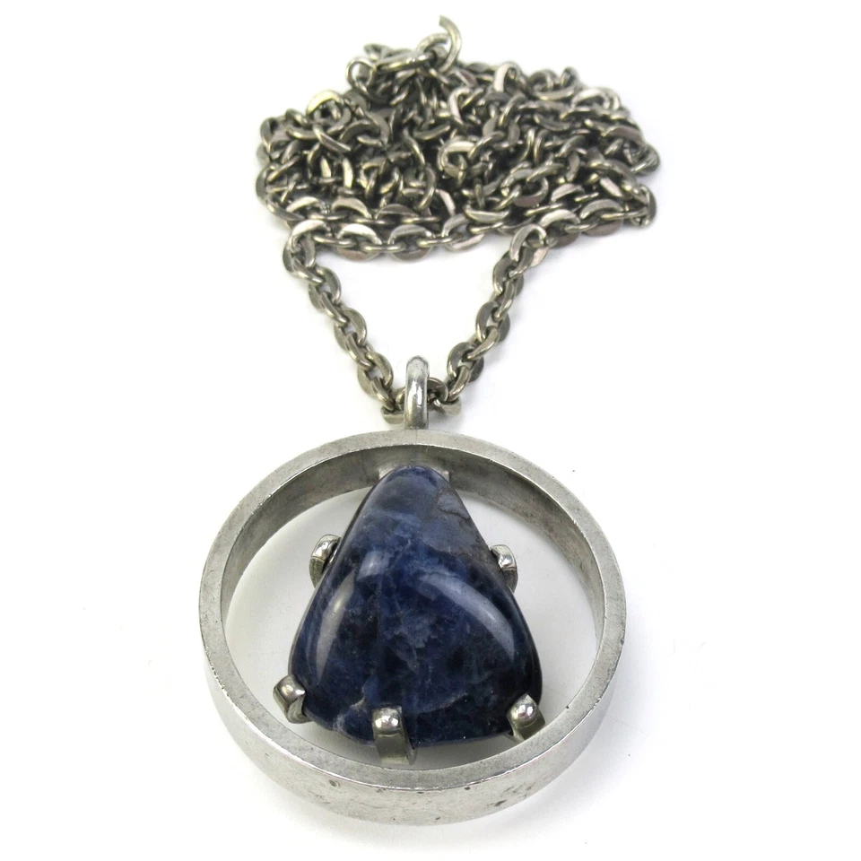 Jorgen Jensen Designer Zinn Collier Sodalith Denmark Vintage Pewter Necklace - Bild 2 von 4
