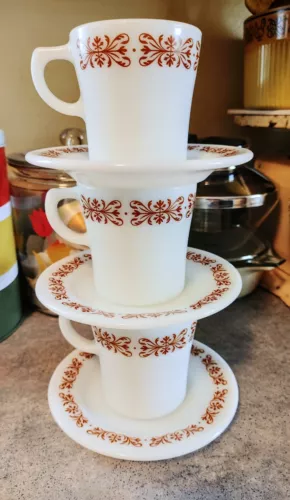 Pyrex Copper Filigree Coffee Cups