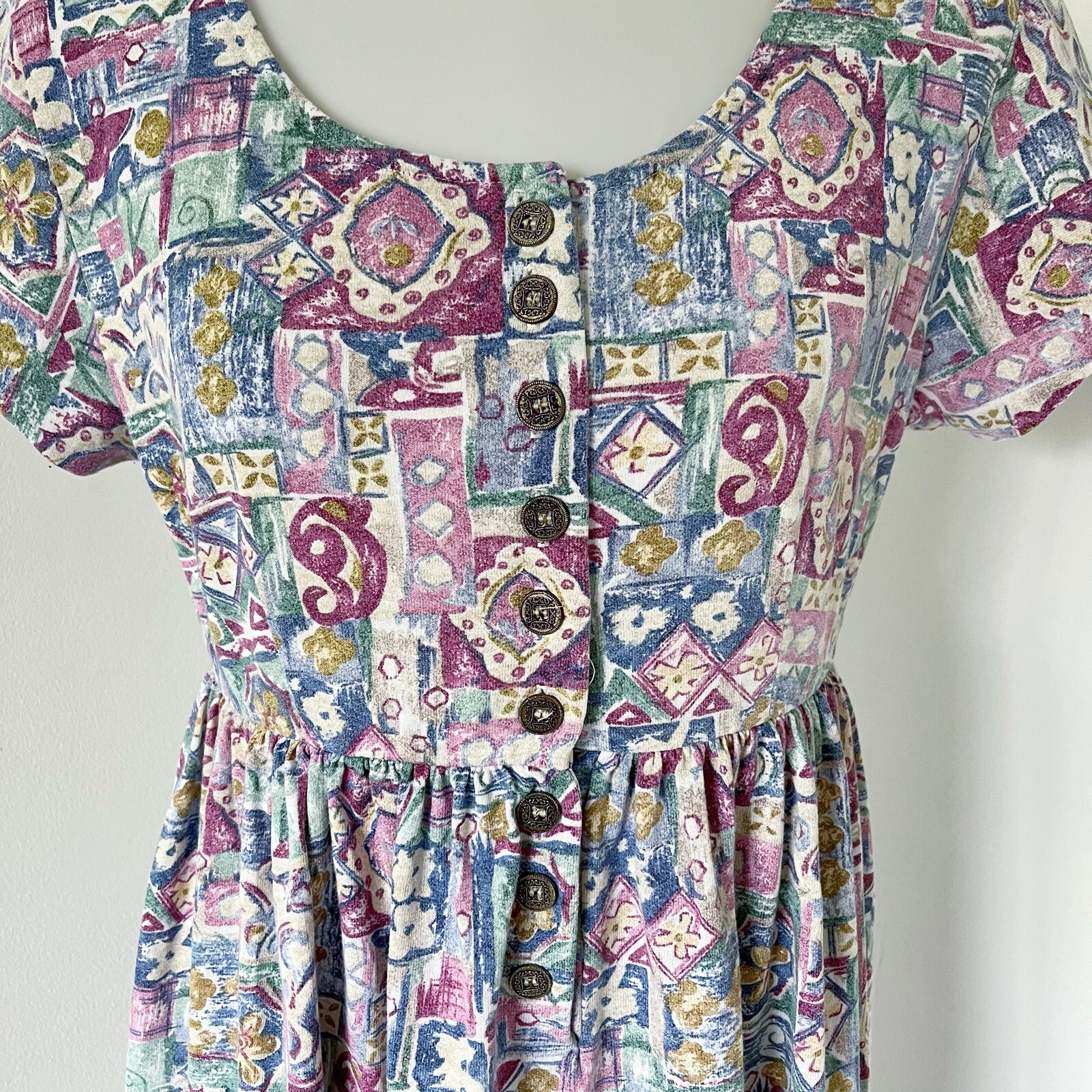 Vintage 80s 90s Printed Pattern Patchwork Style F… - image 7