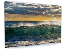 STUNNING SUNSET BEACH WAVES SEASCAPE CANVAS PICTURE PRINT WALL ART