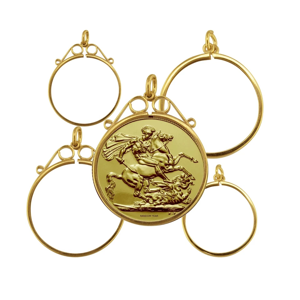 9 Karat massiv Gold halb souverän voll souverän Anhänger Einblenden Halterungen