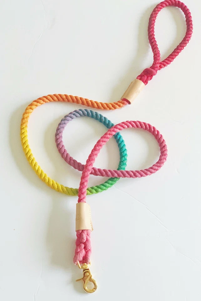 BULPET Eco Friendly Natural Cotton Handmade Dog or Cat Ombre Rainbow Rope Collar - Imagem 4 de 4