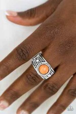 Paparazzi Ring- Summer Oasis- Orange Stone- silver band- Statement