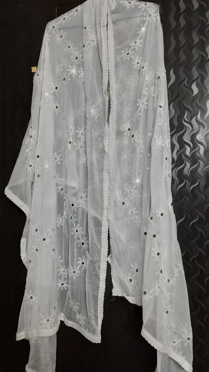White dupatta top with lace