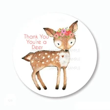 30 Thank You You're a Deer Scrapbook Stickers 1.5" Round Envelope Seals