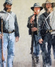 Original Watercolor Painting by Bill James - "Reenactment 3 Soldiers Standing"
