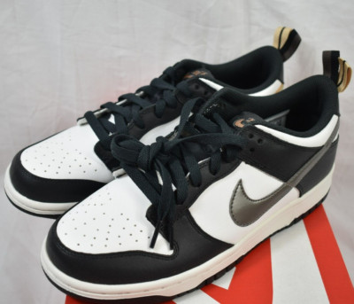 Size 7Y/8.5W -  Nike Dunk Low SE Black White Metallic GS DH9764-001 Fast Ship