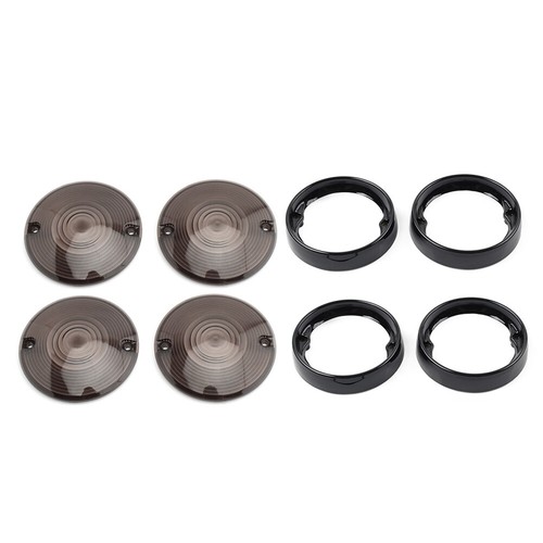 3 1/4'' Flat Turn Signal Light Lens Cover Bezel Visor Ring 4Pcs Fit Harley 1986+ - Picture 3 of 9
