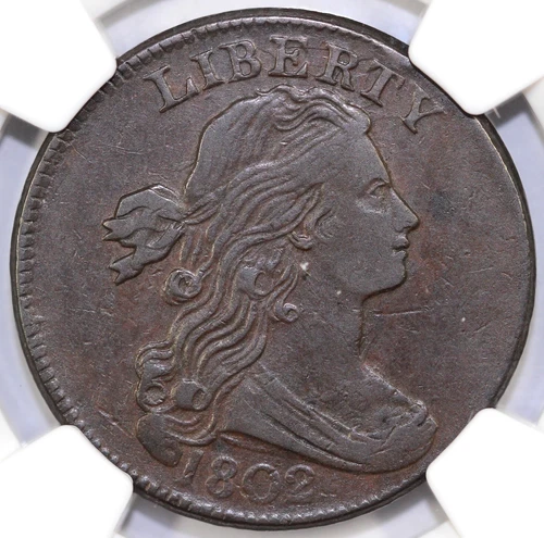 1802 1c S-227 Draped Bust Large Cent NGC XF 45 EX; Mervis Collection