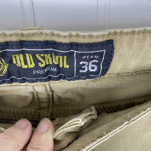 Old Skool Men Khaki Flat Front Casual Outdoor Cargo Short Size 36 - Picture 11 of 13
