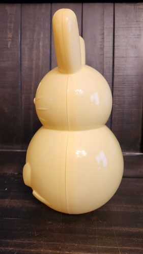 Yellow EASTER BUNNY RABBIT FILLABLE JUMBO EGG PLASTIC CONTAINER FILLER Large 10" - Picture 3 of 7