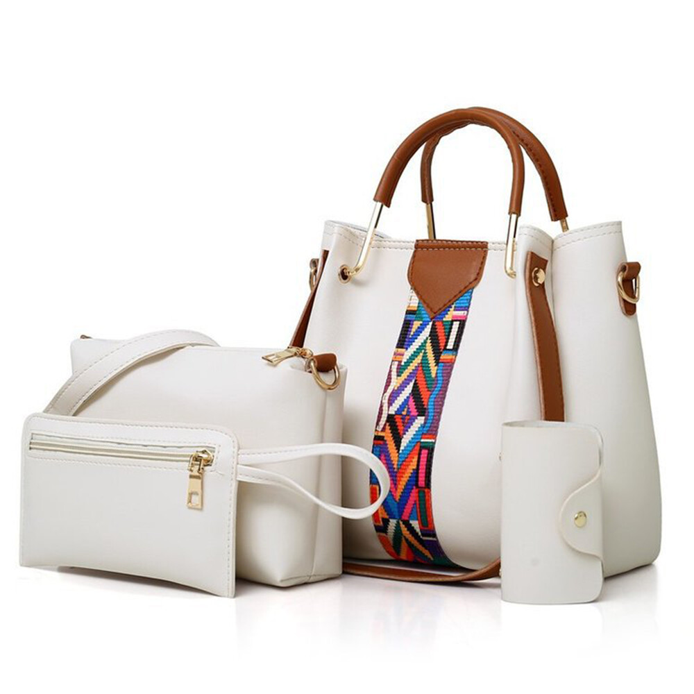 4PCS/Set Women Elegant Leather Handbag Hoo Satchel Purse Tote Shoulder Bag