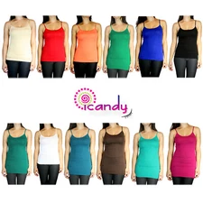 Active Basic Spaghetti Strap Stretch Tank Adjustable Layering Top-T9669
