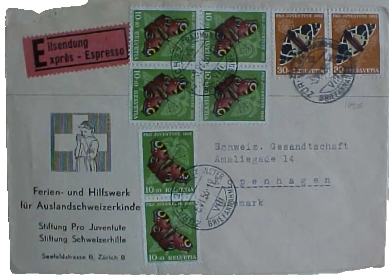 Selos da Suíça Borboletas