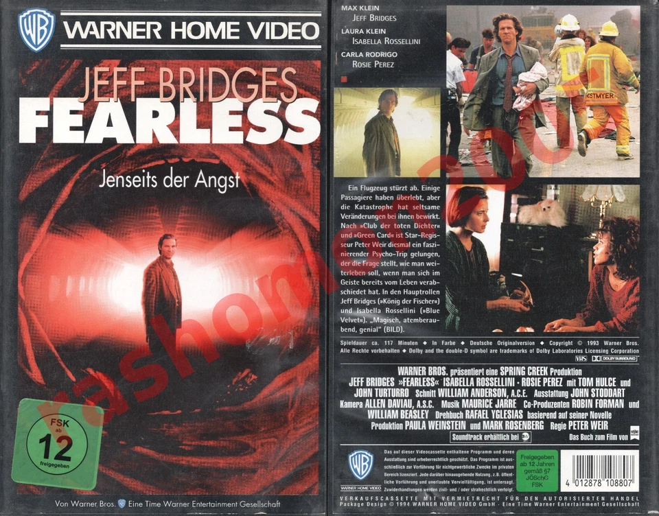VHS FEARLESS JENSEITS DER ANGST  Jeff Bridges Isabella Rossellini Peter Weir WHV - Bild 1 von 1